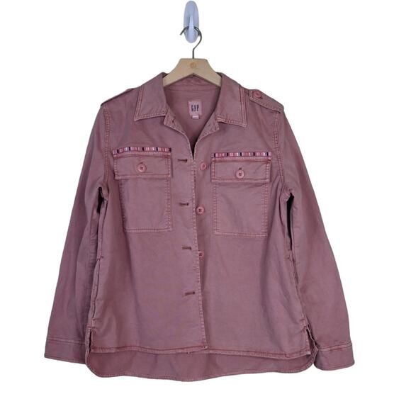 GAP Womens M Dusty Pink Core Shirt Jacket Shacket - Picture 1 of 10